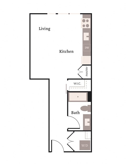 Floor plan for studio, 1 bath, 510 sqft